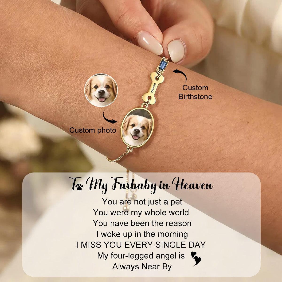 Personalized Pet Photo Memorial Bracelet, Loss Jewelry to Honor Pet