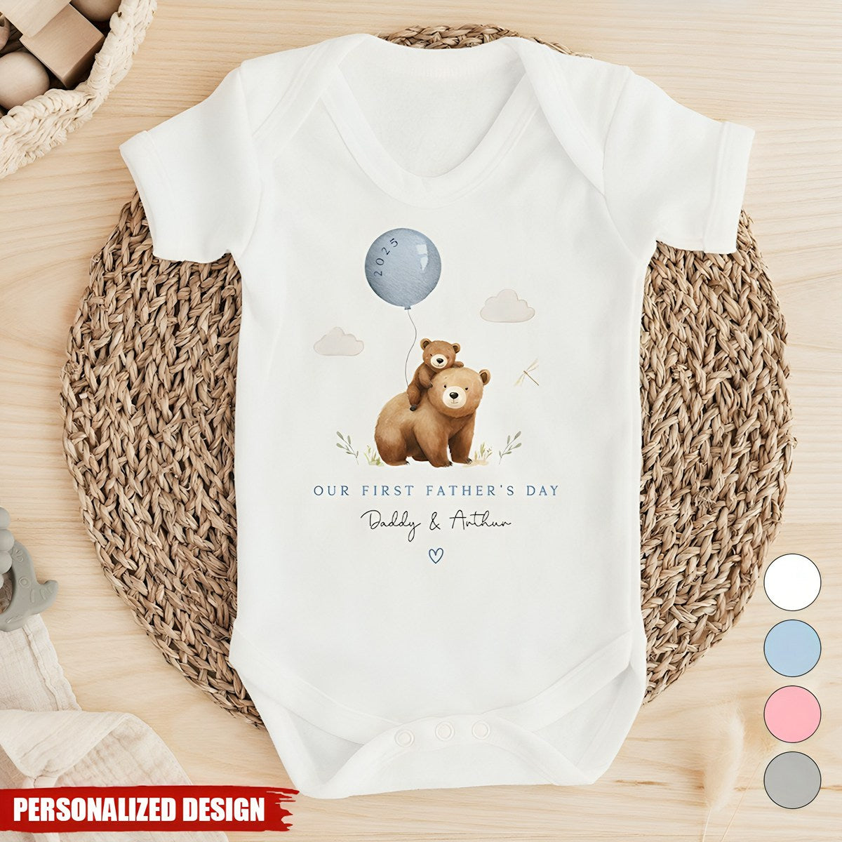 First Fathers Day-Personalized Baby Onesie And Sleepsuit