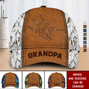 Personalized Fist Bump Fathers Day Family Cap-Gift For Grandpa Papa Daddy