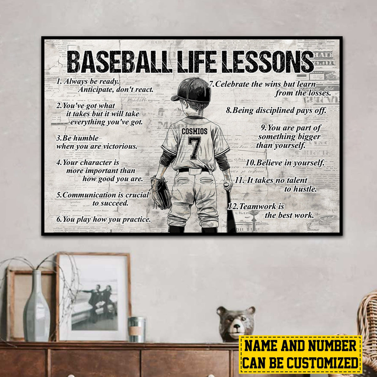 Personalized Baseball Life Lessons Kid Poster-Gift For Baseball Lovers