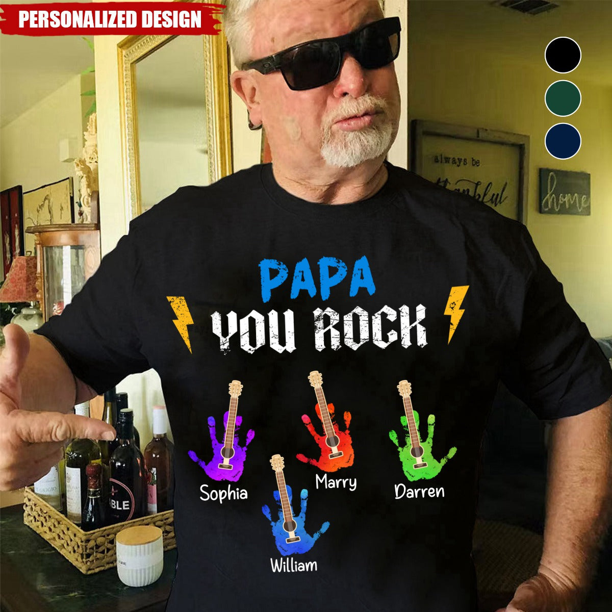 Grandpa You Rock-Personalized Shirt-Gift For Dad/Grandpa