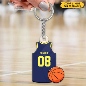 Basketball Jersey Personalized Acrylic Keychain, Gift For Son, Husband, Him