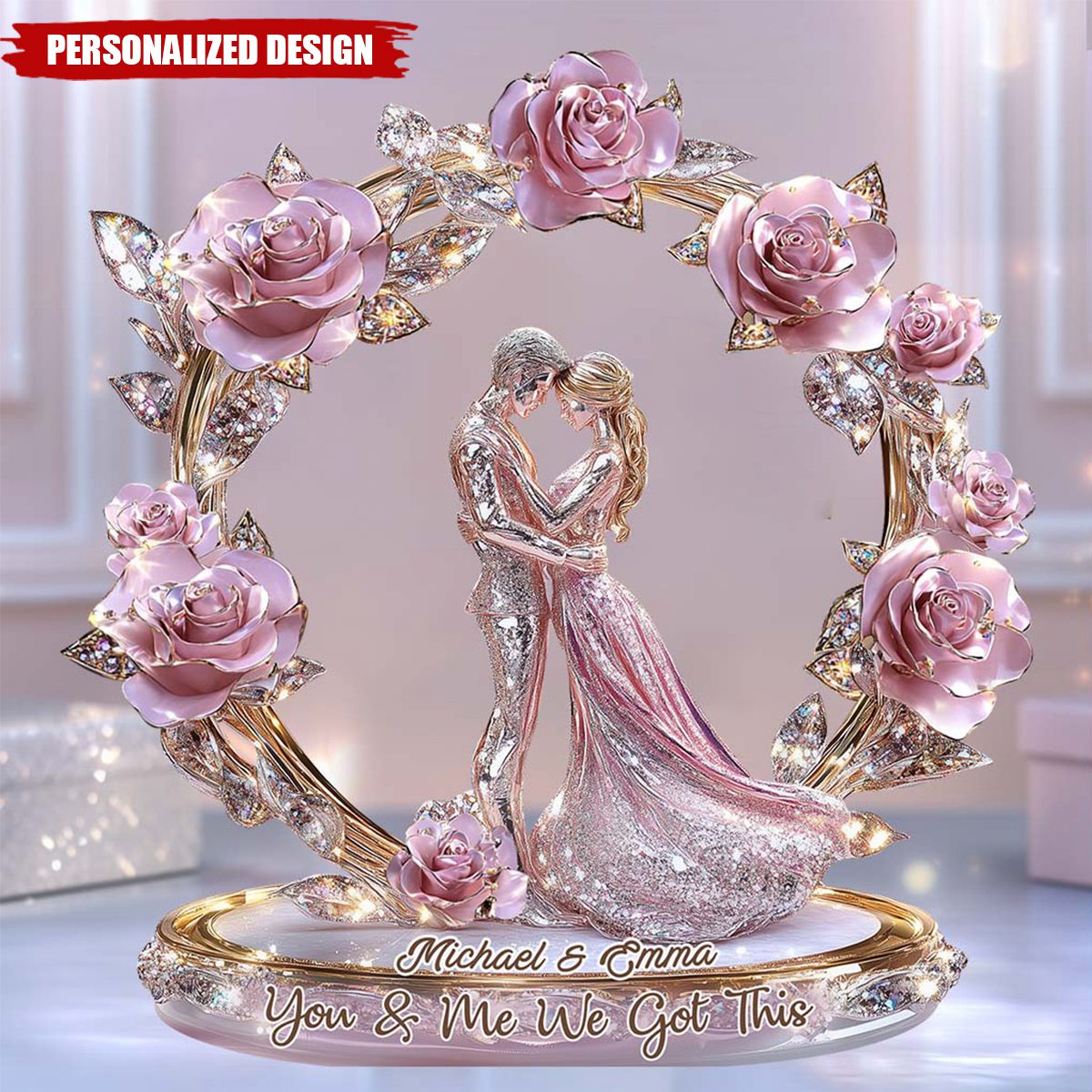 You & Me We Got This-Personalized Couple Shaped Acrylic Plaque