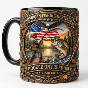 Hooked On Freedom Accent Mug - Personalized Gift For Fisherman