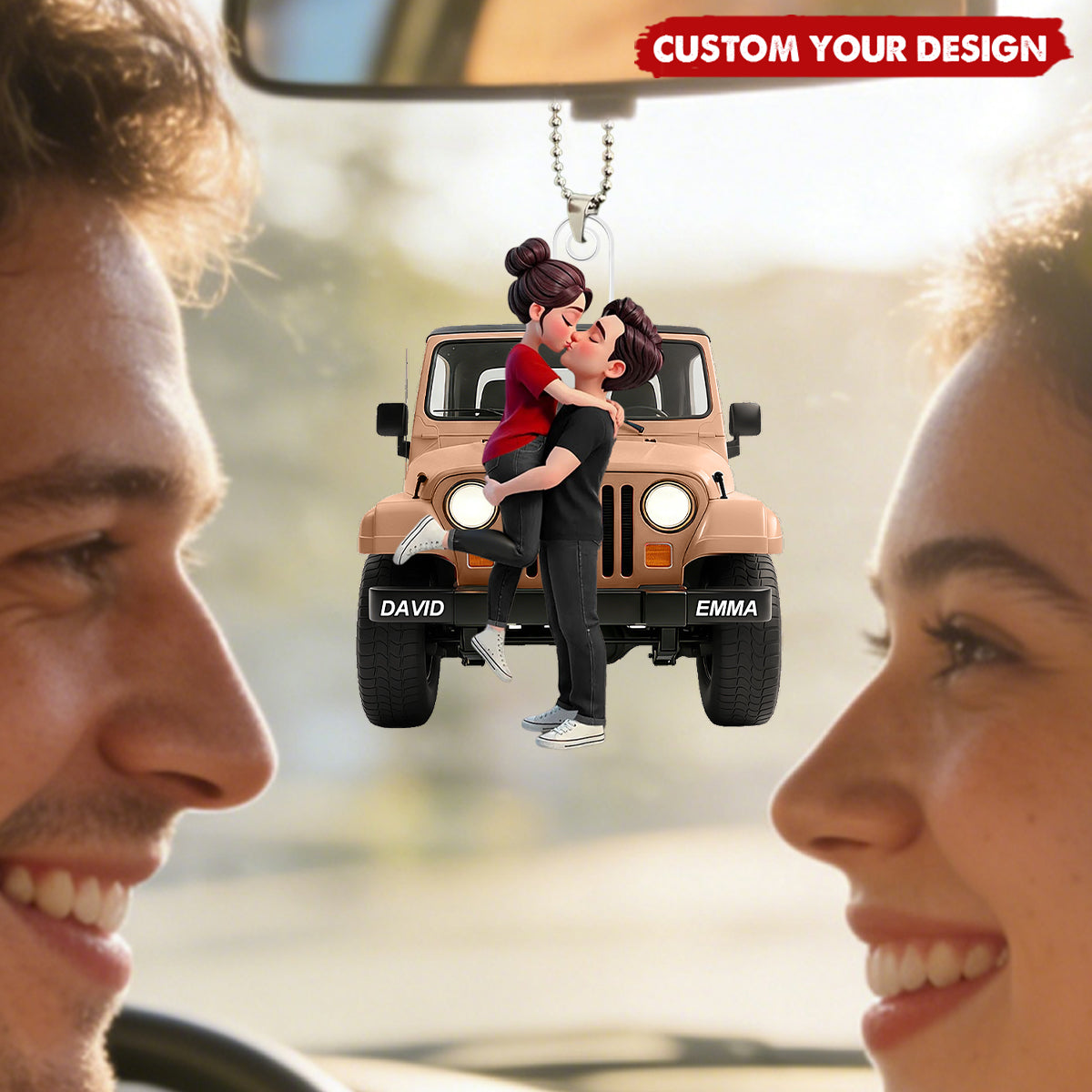 Personalized Romantic Couple Car Hanging Ornament - Gift for Couple
