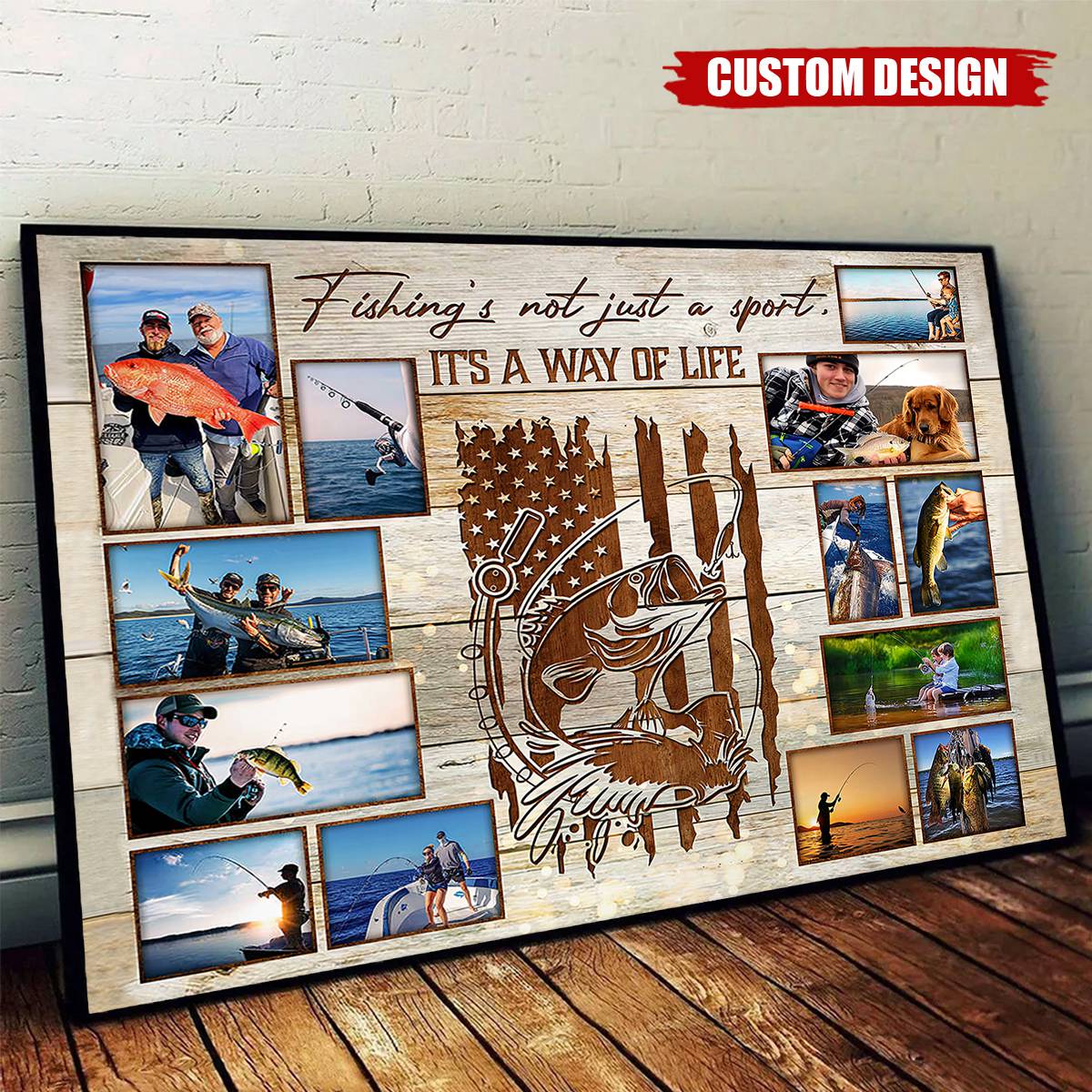 Personalized Fishing Photo Collage Poster, Gift For Fishing Lovers