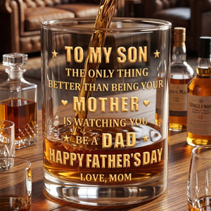 Custom Whiskey Glass - Personalized Father's Day Gifts For Son - Raised A Son, Cheer A Dad