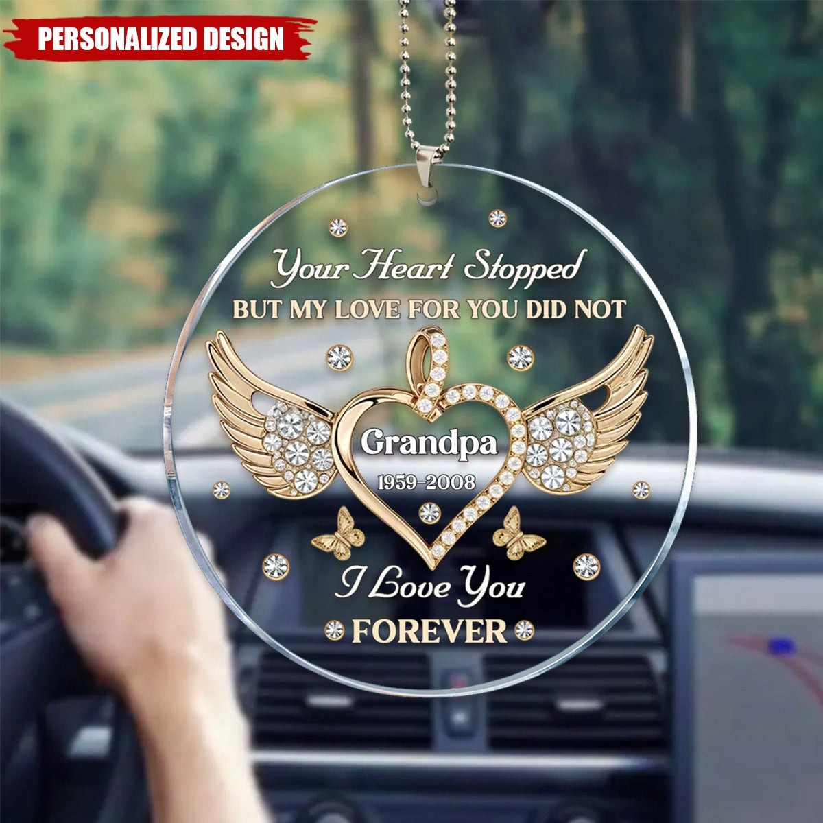 My Love For You Never Stops-Personalized Car Ornament