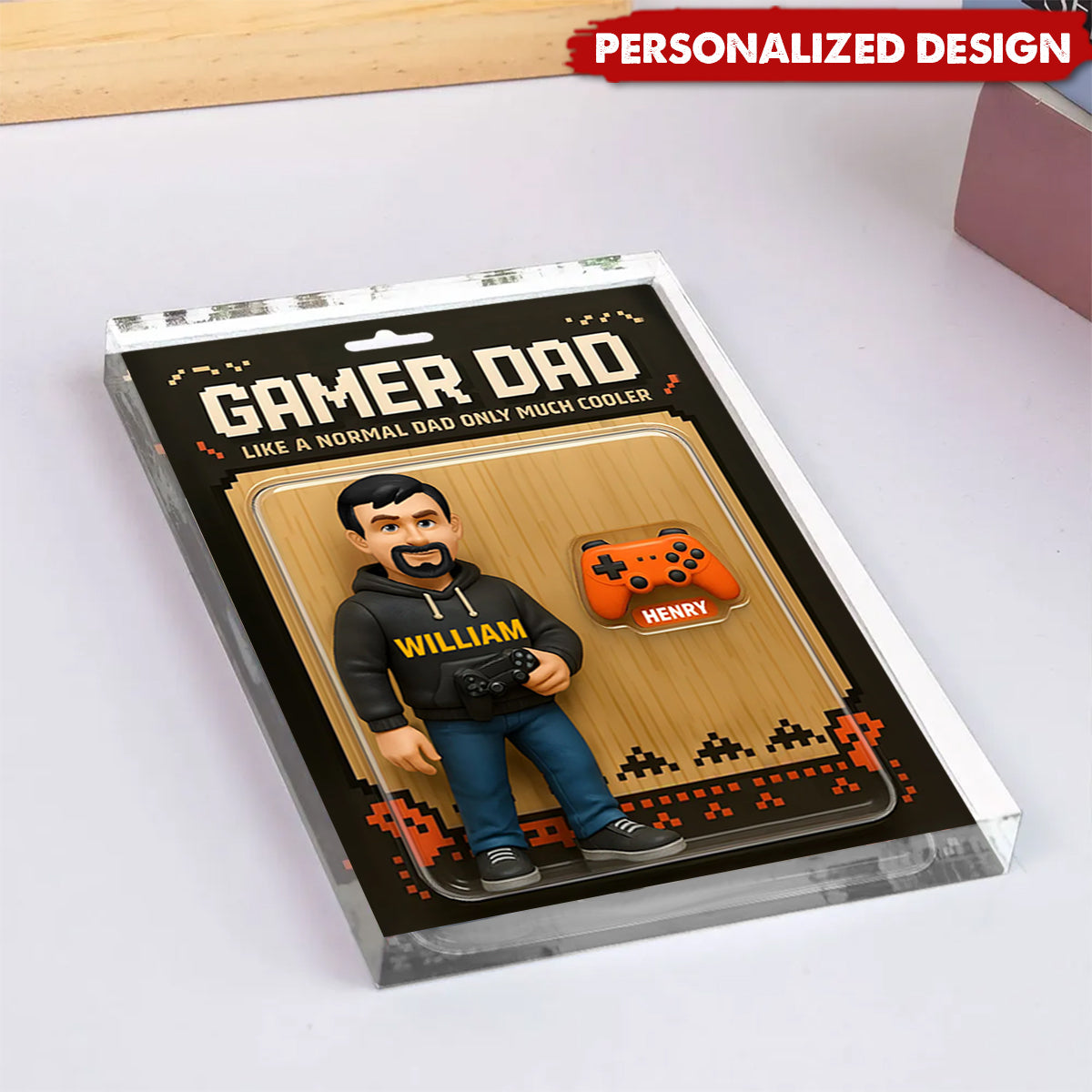 Gamer Dad Cooler Custom Action Figure-Personalized Acrylic Block Plaque-Father's Day Gift