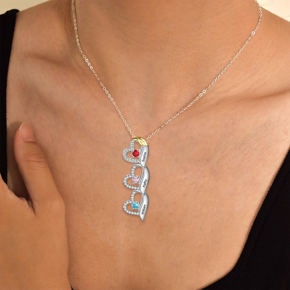 Mom We Love You - Personalized Birthstone Necklace, Mother's Day Gift