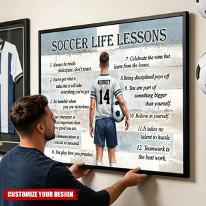 Personalized Soccer Life Lessons Poster - Inspirational Gift for Young Football Athletes & Sports Families