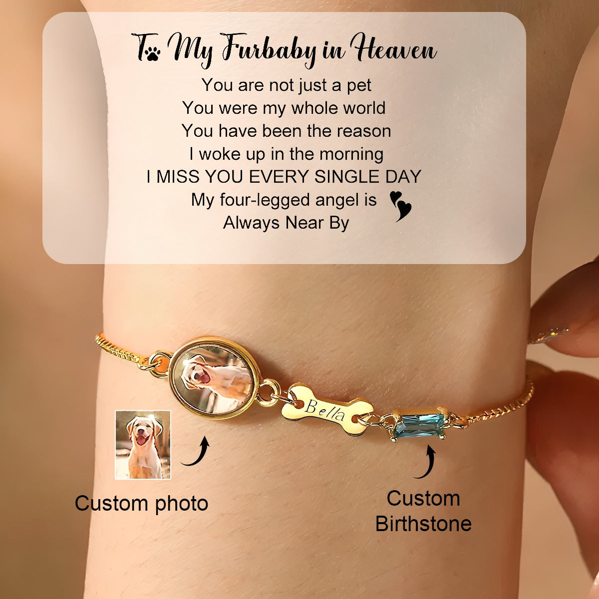 Personalized Pet Photo Memorial Bracelet, Loss Jewelry to Honor Pet