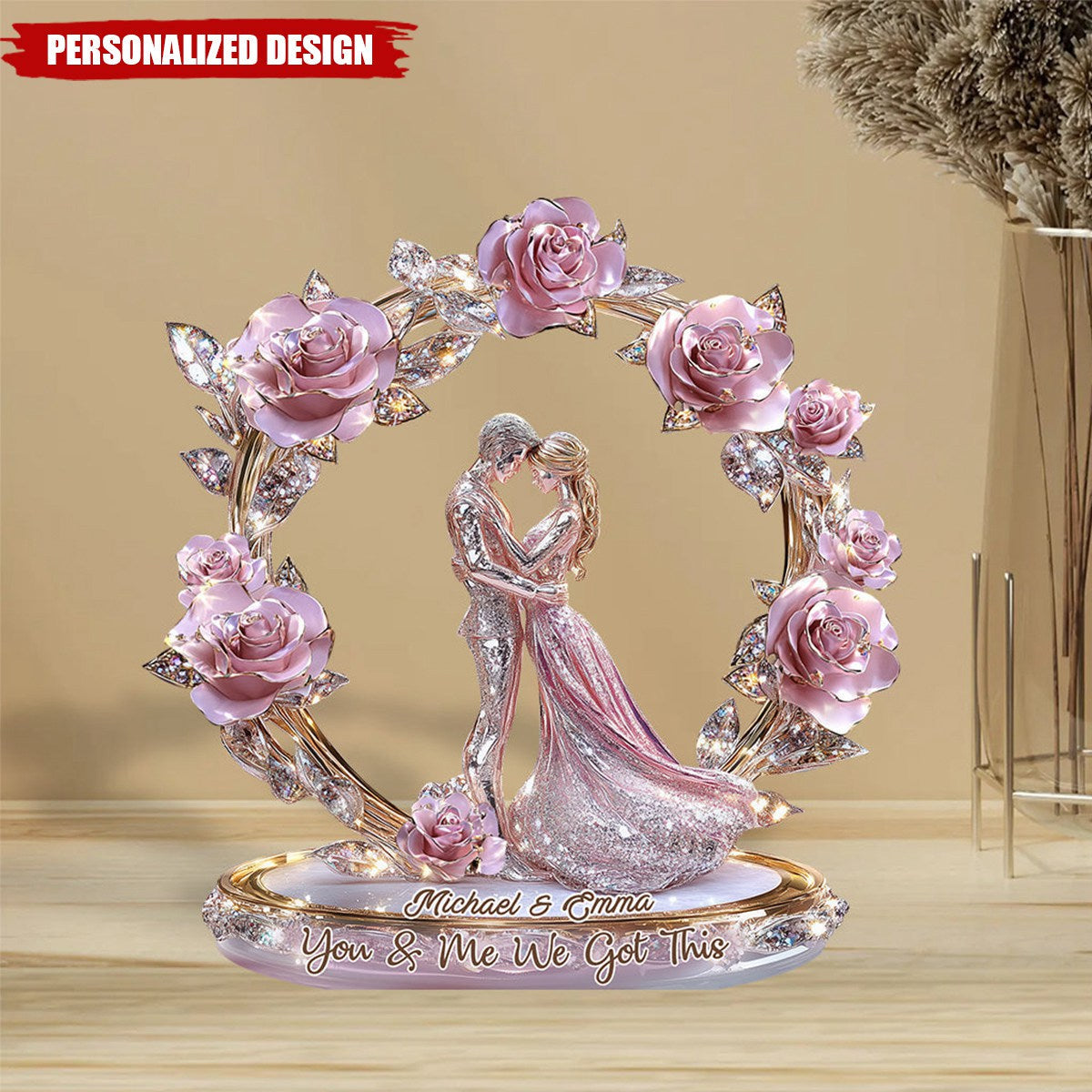 You & Me We Got This-Personalized Couple Shaped Acrylic Plaque