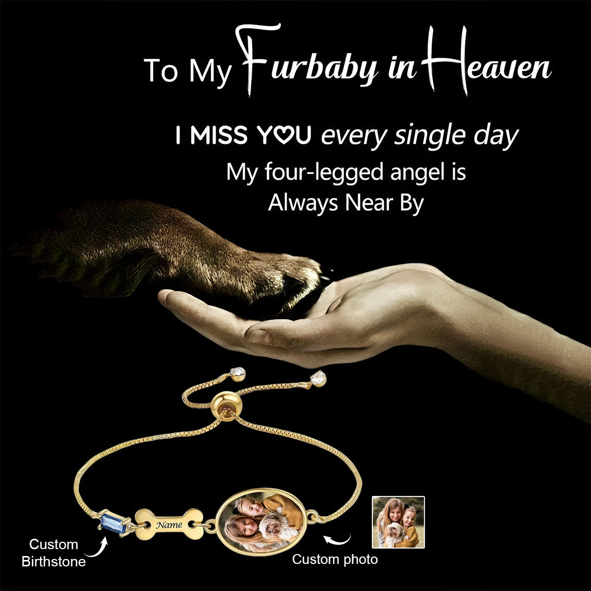 Personalized Pet Photo Memorial Bracelet, Loss Jewelry to Honor Pet