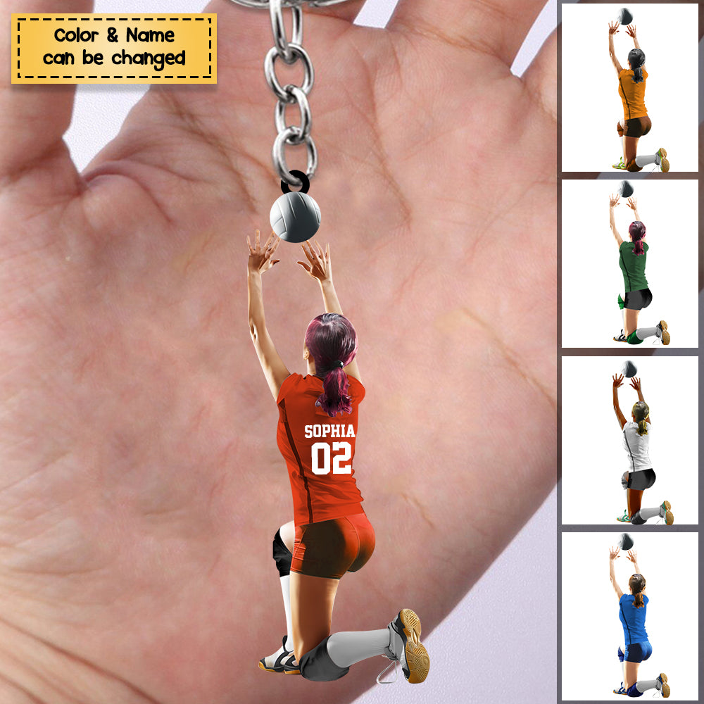 Personalized Girl/Female/Woman Volleyball Setter Player Acrylic Keychain
