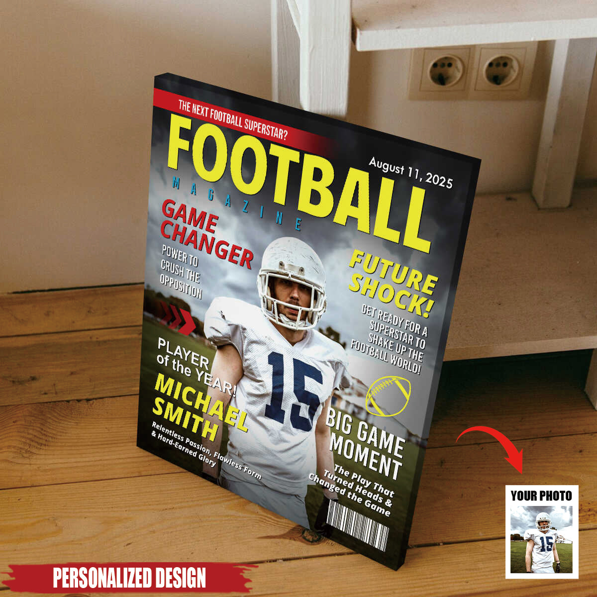 Custom Football Magazine Cover Poster, Gift For Football Player