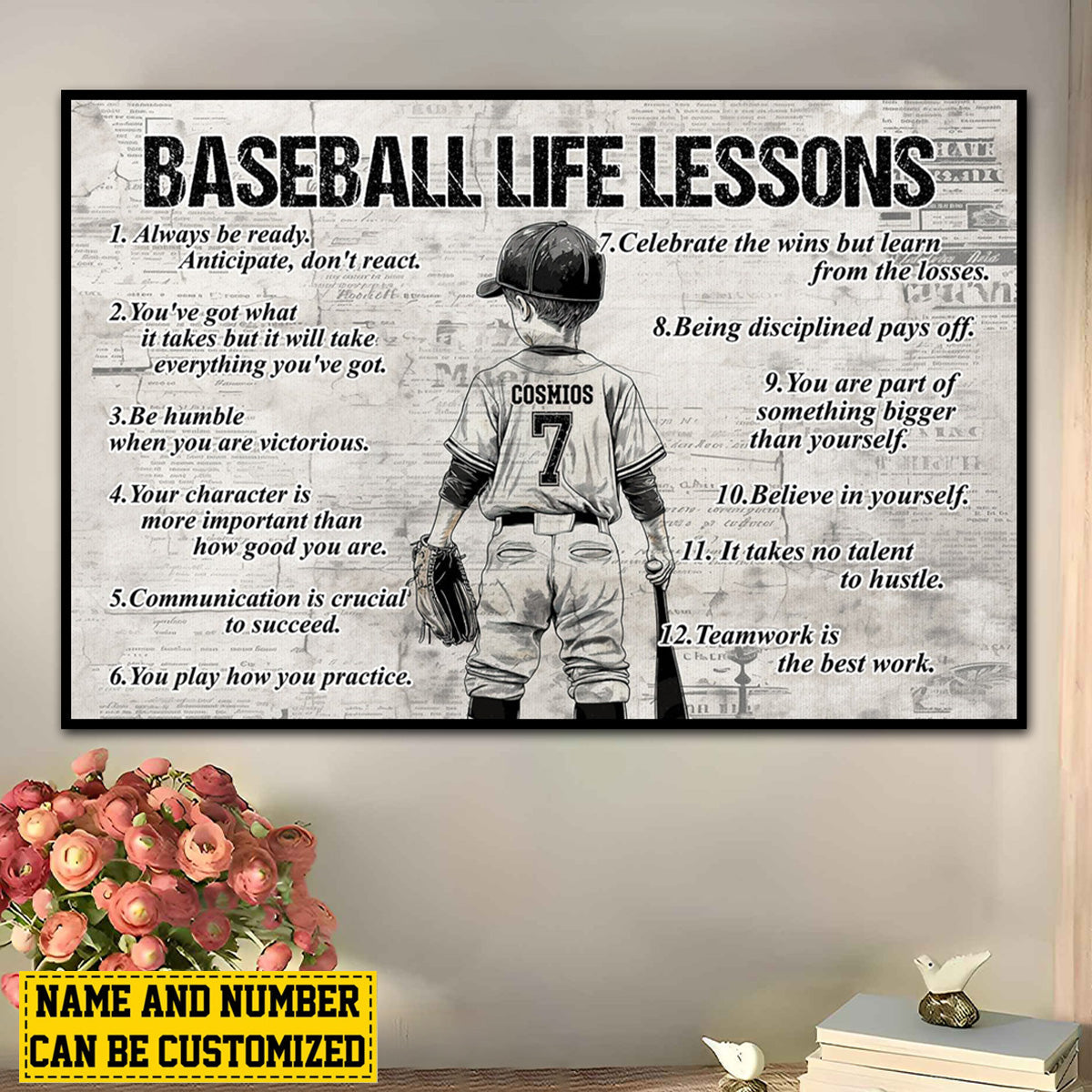 Personalized Baseball Life Lessons Kid Poster-Gift For Baseball Lovers