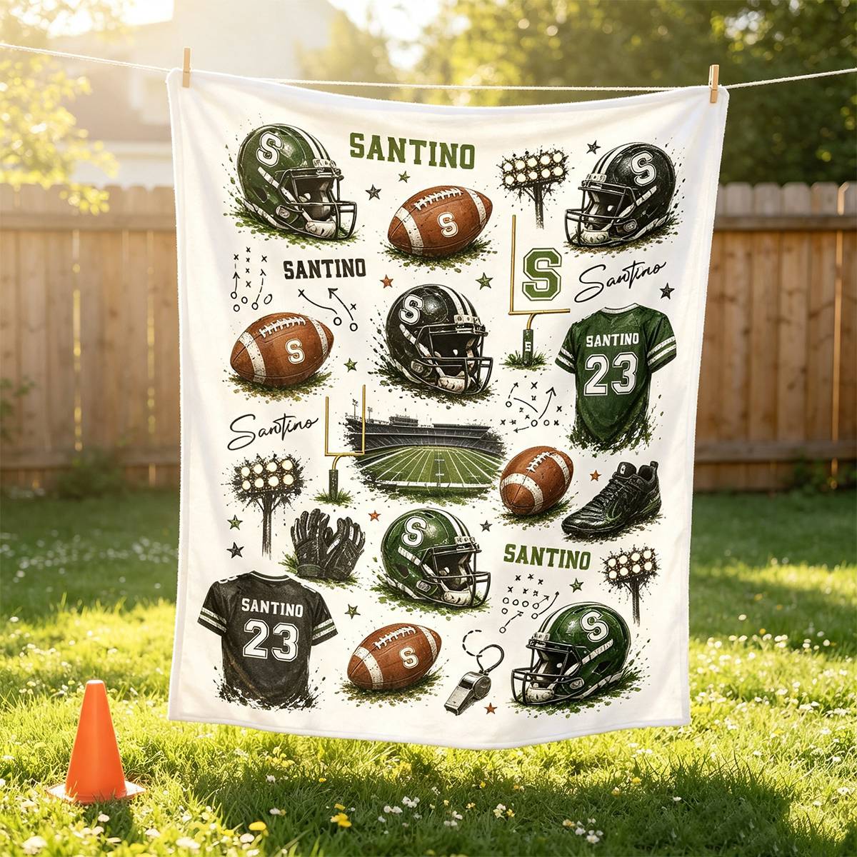 Personalized American Football Blanket, American Football Gift