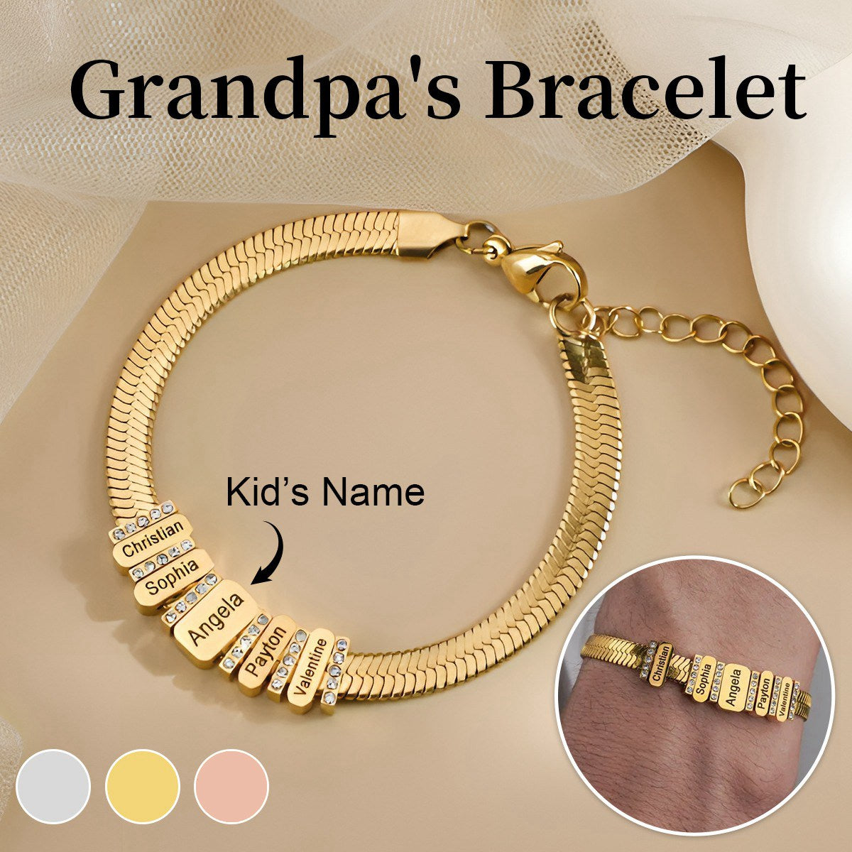 Personalised Flex Snake Chain Man's Bracelet-Gift for Dad/Grandpa
