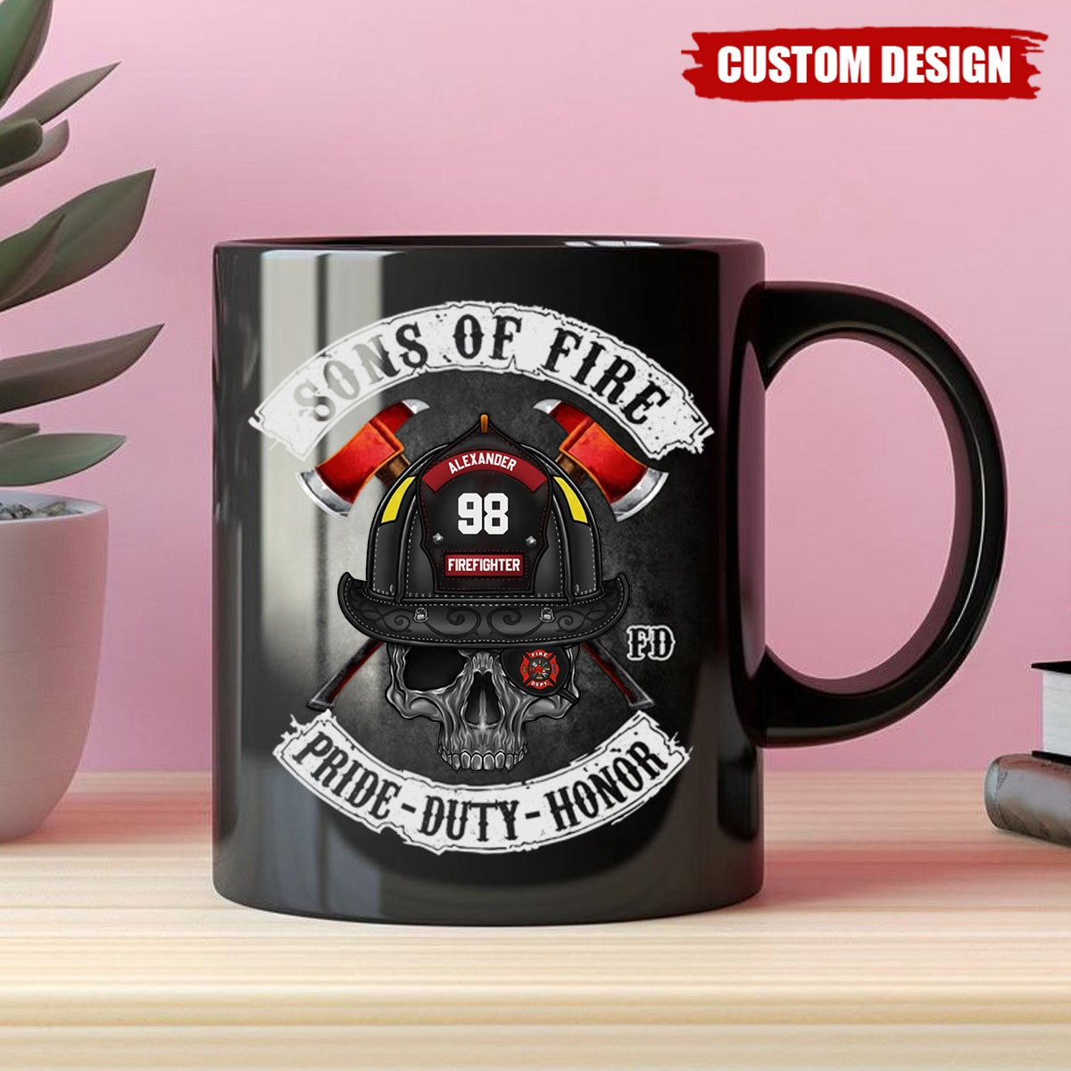 Sons of Fire Pride Duty Honor Personalized Mug, Gift For Fireman
