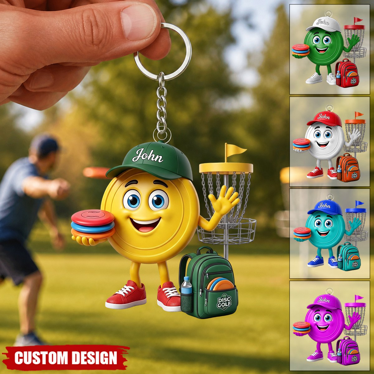Personalized Cute Disc Golf Ball Mascot keychain - Gift for Disc Golf Lover - New Release
