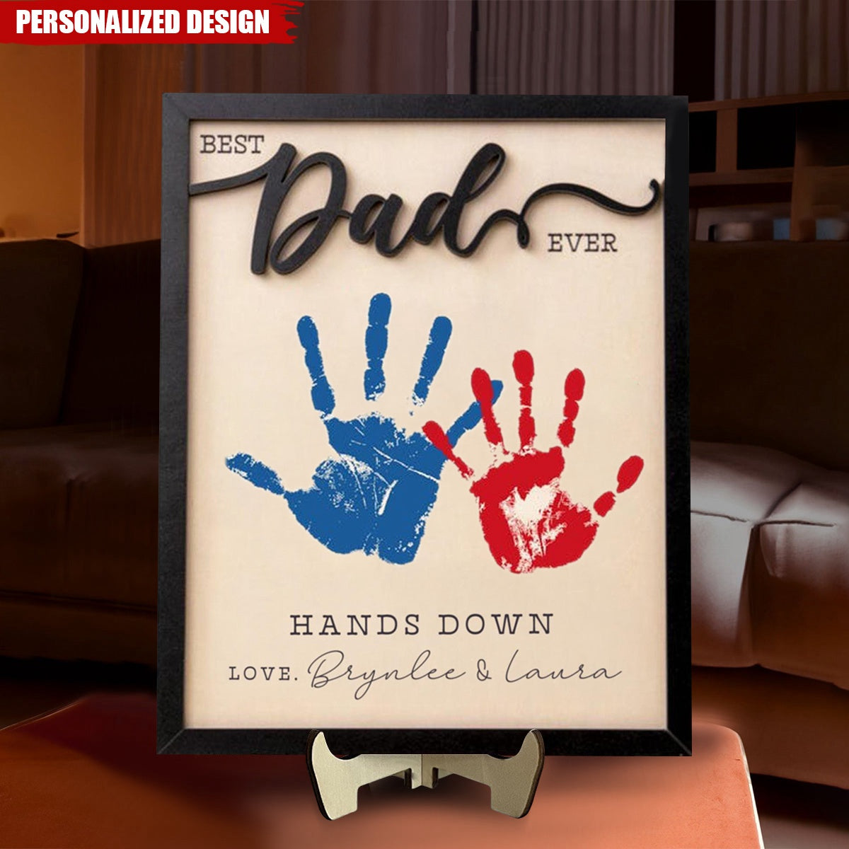 Personalized Fathers Day Gift From Kids DIY Handprint Sign-Gift for Dad and Grandpa