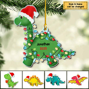 Grandson Son Granddaughter Daughter Dinosaur Personalized Christmas Wooden Ornament
