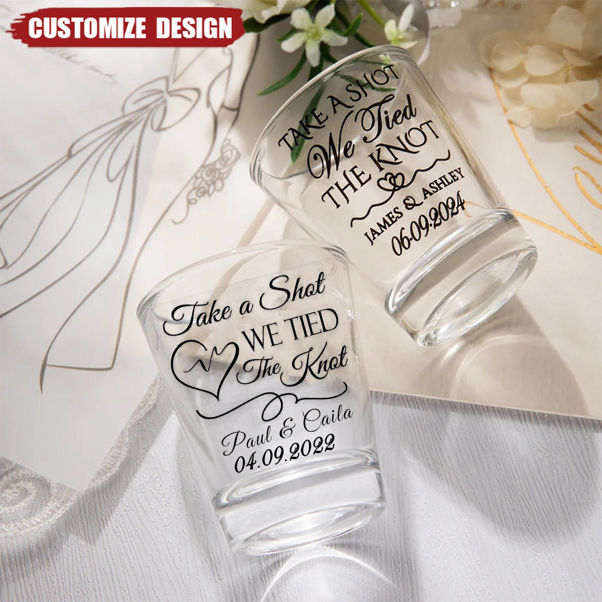 Take A Shot We Tied the Knot Personalized Shot Glasses