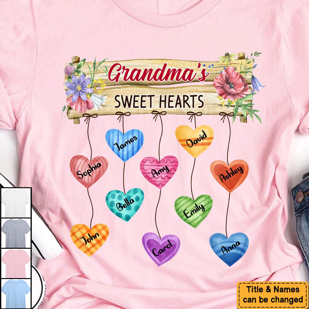 Gift Grandma's Heart Hanging Sign Personalized Shirt