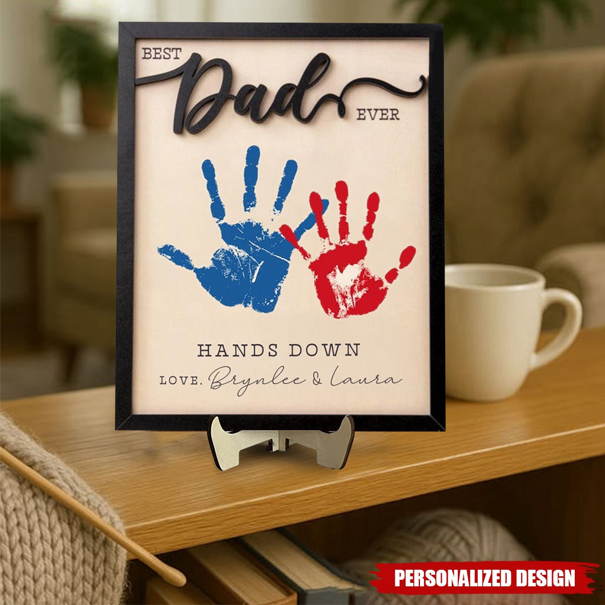 Personalized Fathers Day Gift From Kids DIY Handprint Sign-Gift for Dad and Grandpa