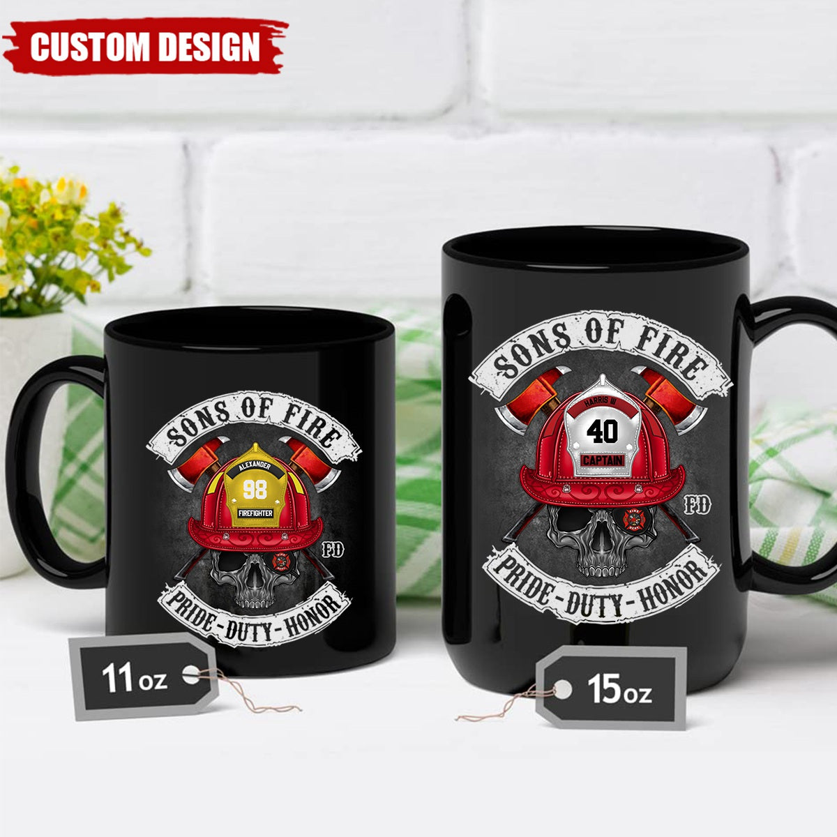Sons of Fire Pride Duty Honor Personalized Mug, Gift For Fireman