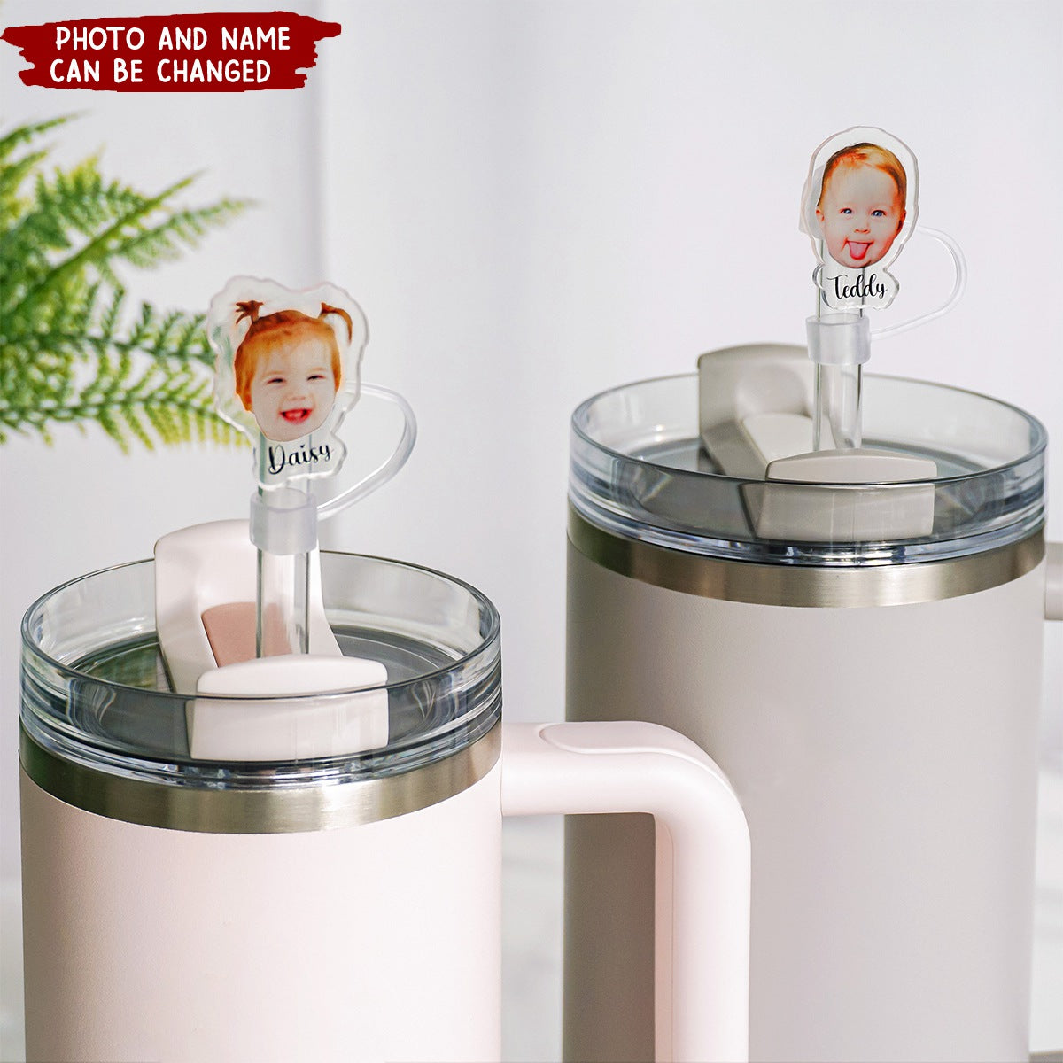 Personalized Face on Straw Topper Cover for Tumbler Cup