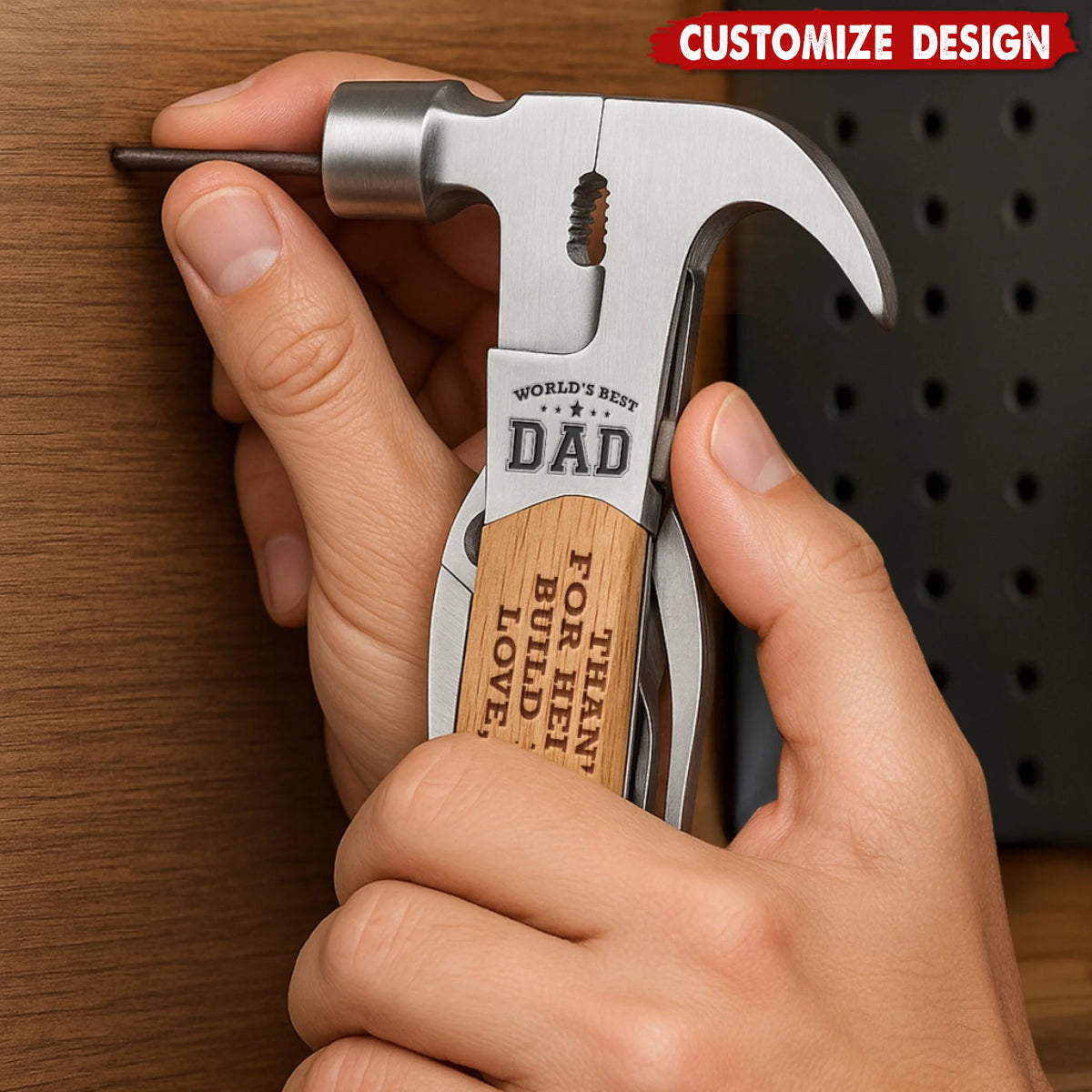 Built With Love, Dad - Family Personalized Multi Tool Hammer - Father's Day, Gift For Dad, Grandpa