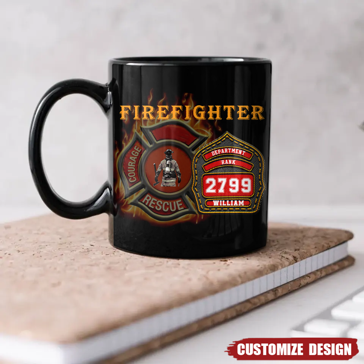 Fire Operations Mug Personalized Firefighters Mug With Department, Rank, Badge Number And ...