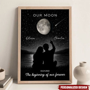 Night Sky Couple Moon Phase-Personalized Couple Poster-Valentine's Day Gift