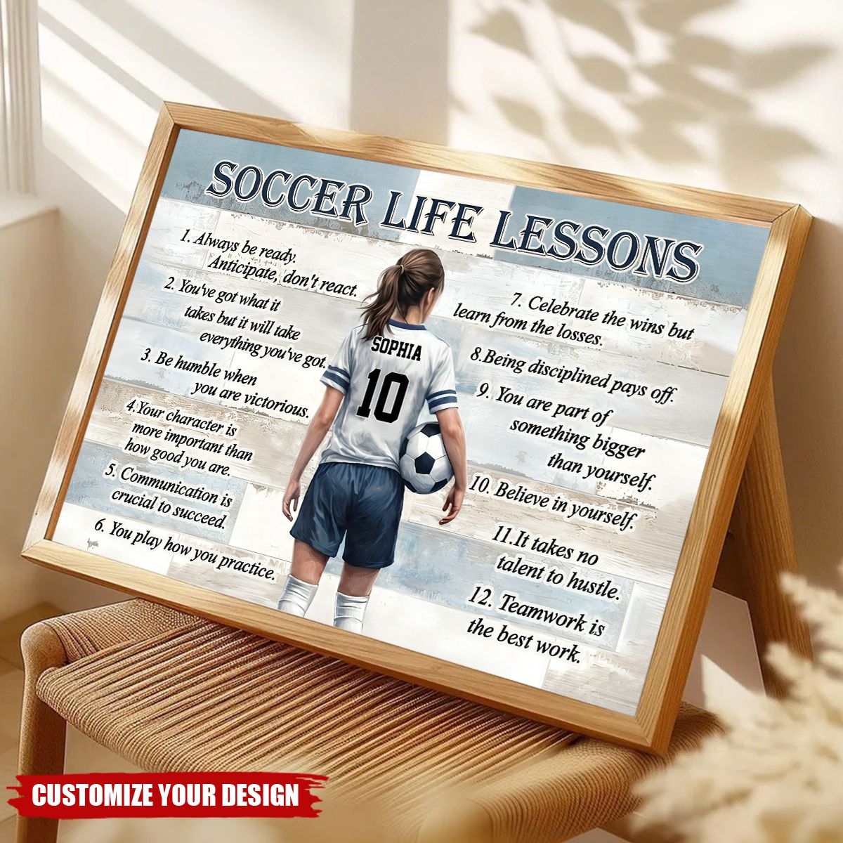 Personalized Soccer Life Lessons Poster - Inspirational Gift for Young Football Athletes & Sports Families