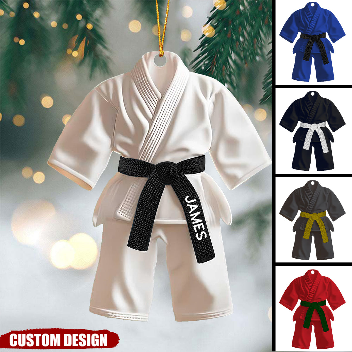 Jiu-Jitsu,Karate Gift - Personalized Black Belt Christmas Ornament