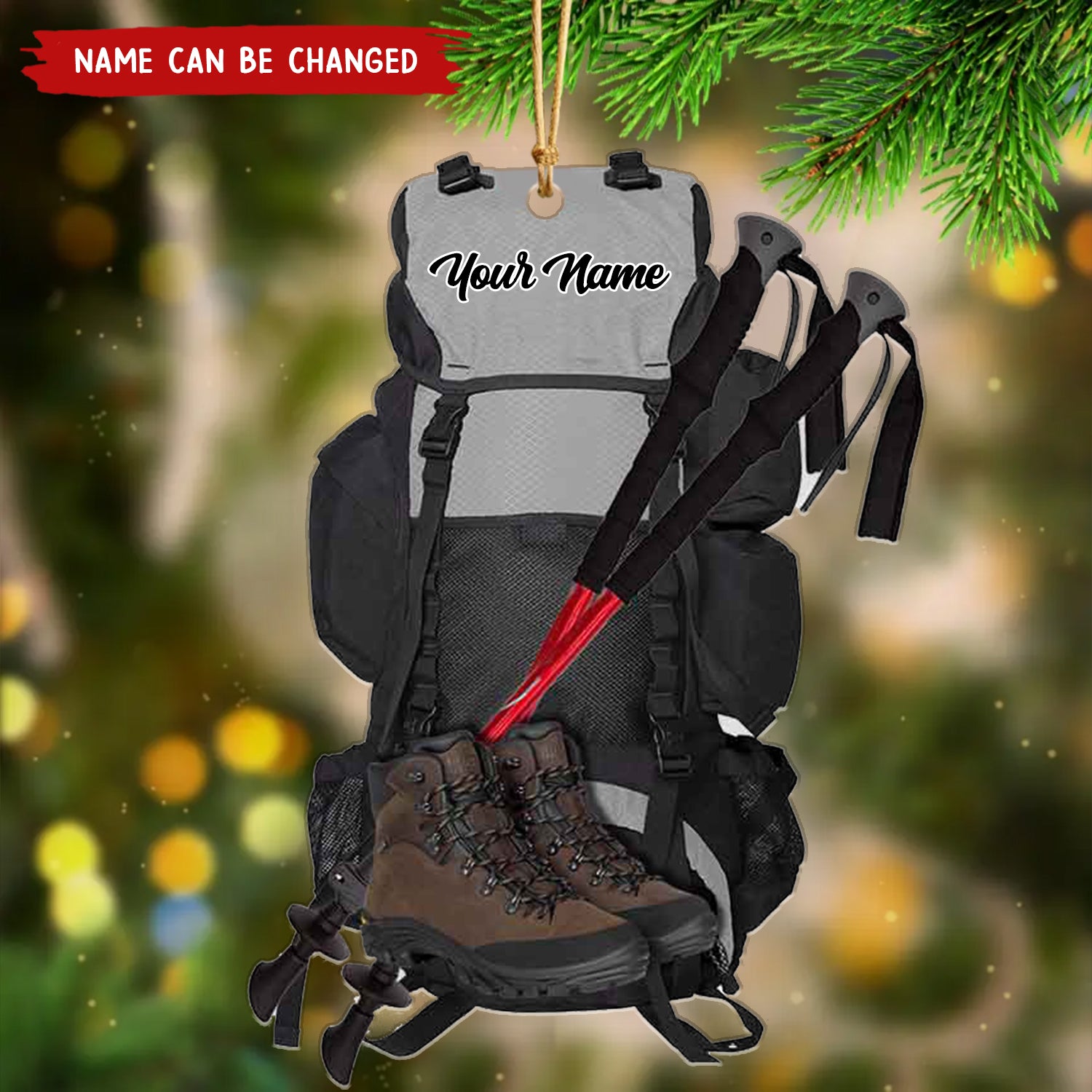 Hiking Bag - Personalized Acrylic Christmas / Car Ornament - Gift For Hiking Lover