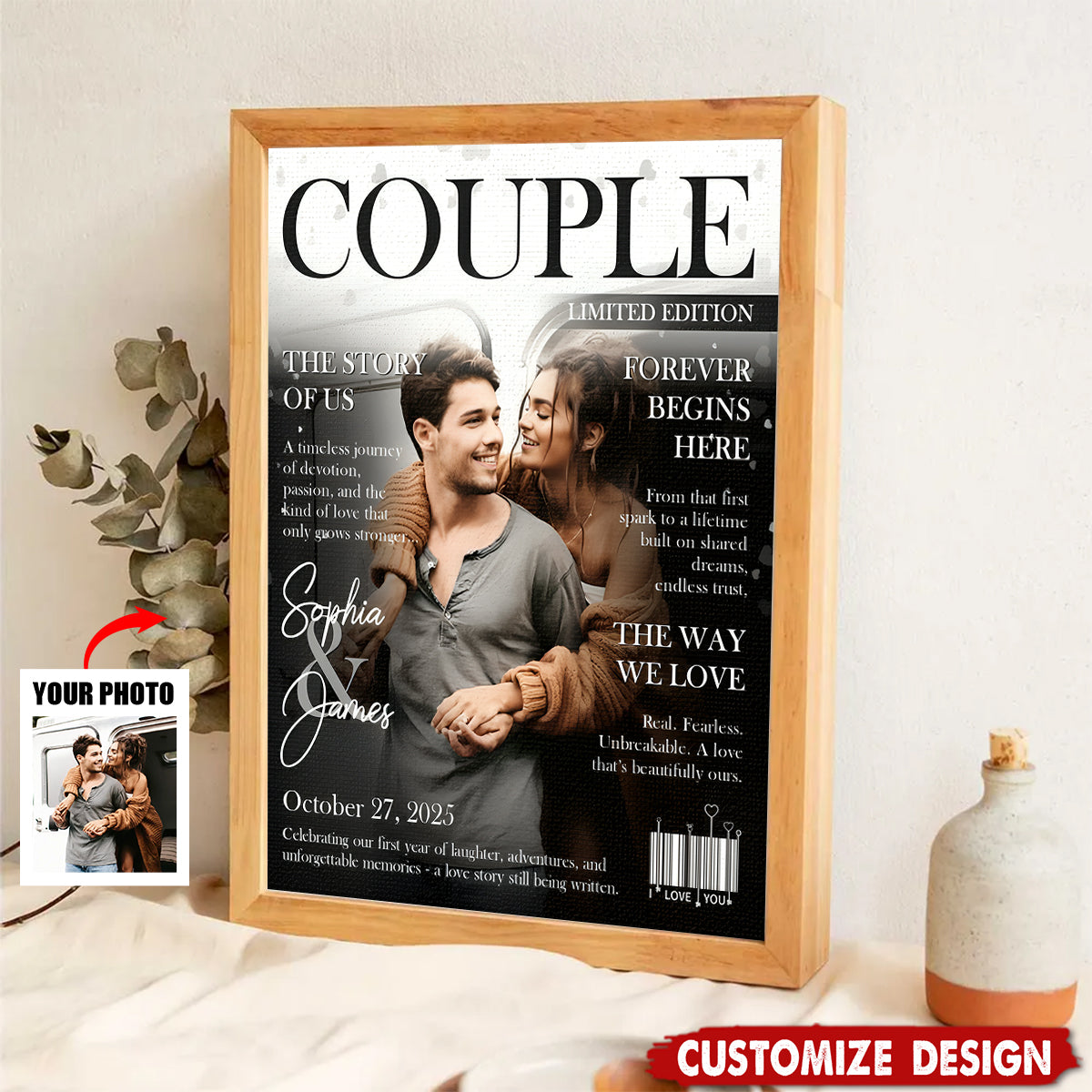 Personalized Love Story Couple Magazine Cover Poster- Gift For Romantic Couple