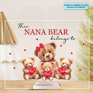 This Mama Bear Belong To - Personalized Custom Acrylic Plaque Clear Stand - Mother's Day Gift For Mom, Grandma, Family Members