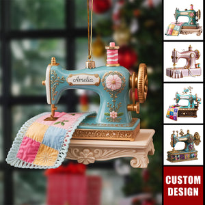 Personalized Sewing Machine acrylic Ornament 2025 - Gift for Quilter, Seamstress