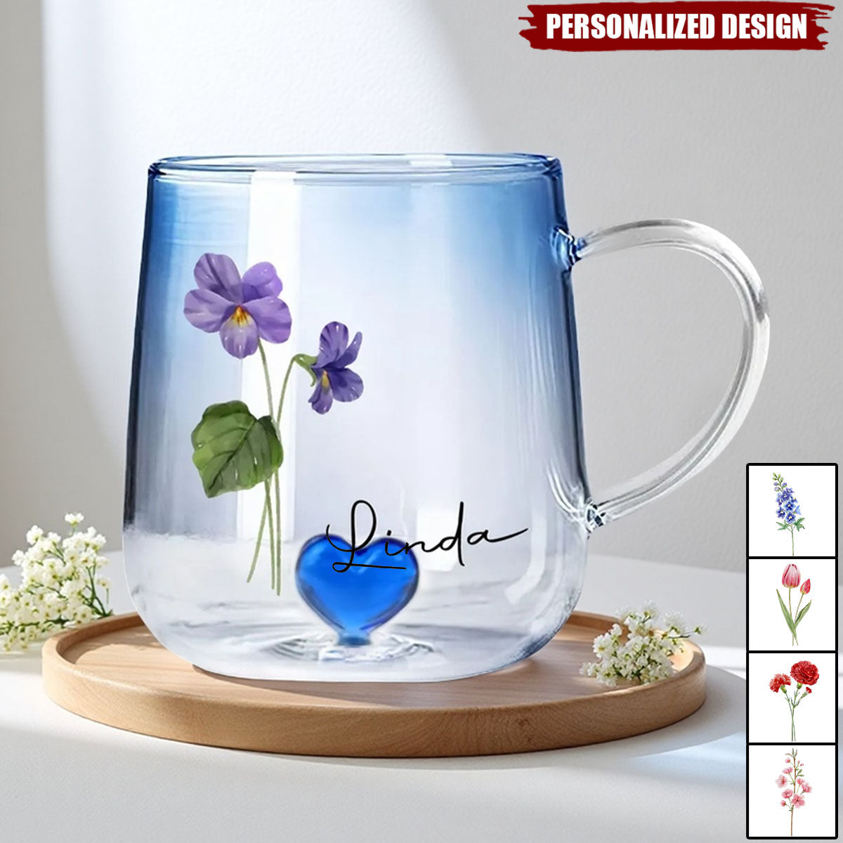 You Are The Most Beautiful Flower-Personalized Blue Gradient Glass Mug