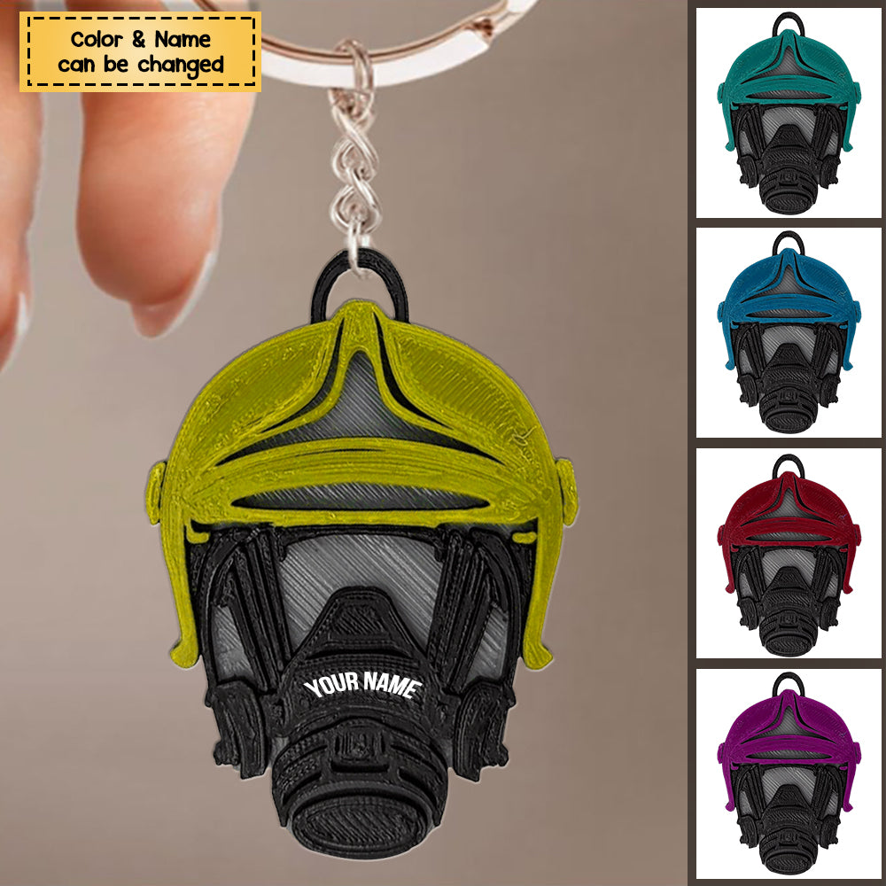 Firefighter Breathing Apparatus With Helmet Personalized Keychain