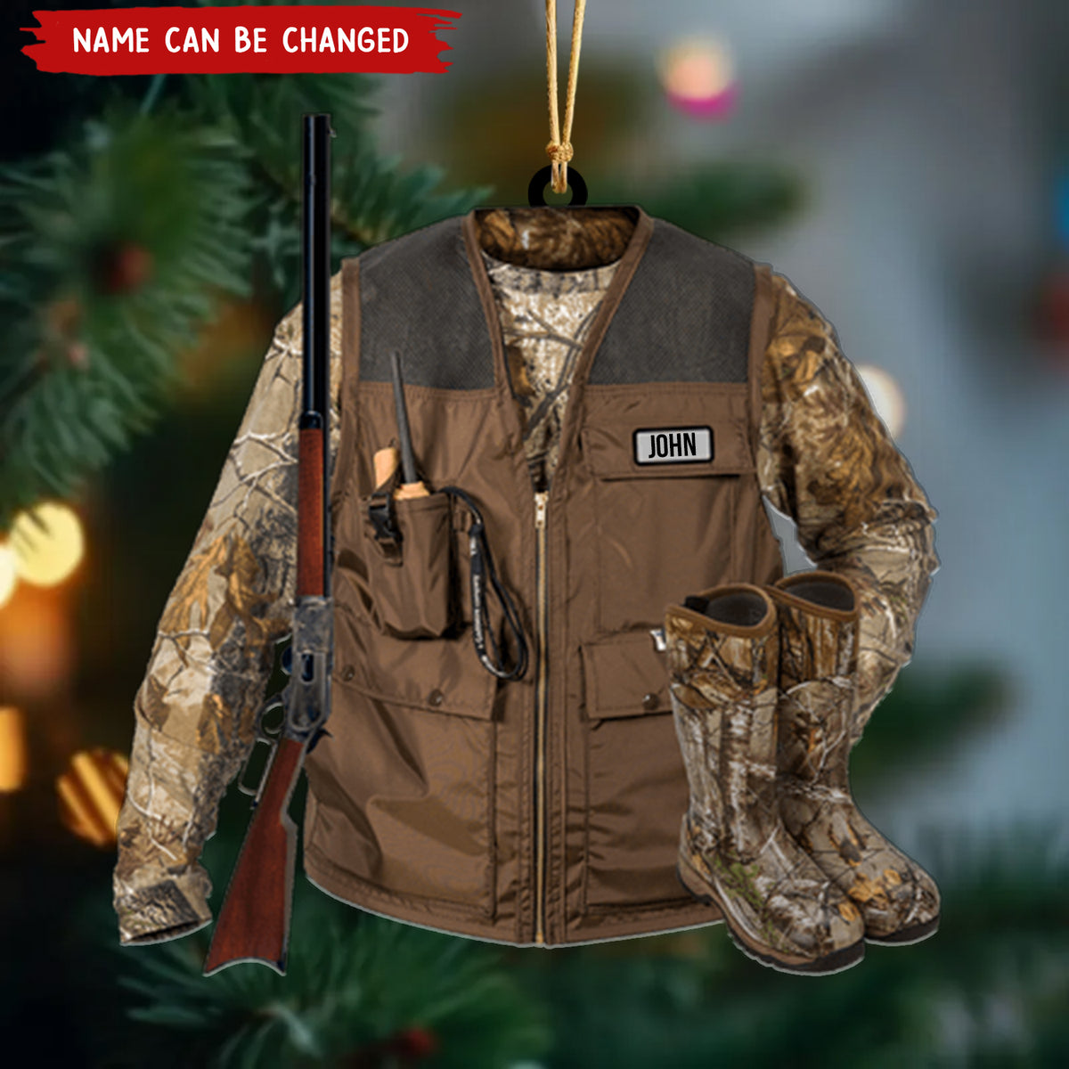 Hunting Vest, Personalized Acrylic Christmas / Car Hanging Ornament