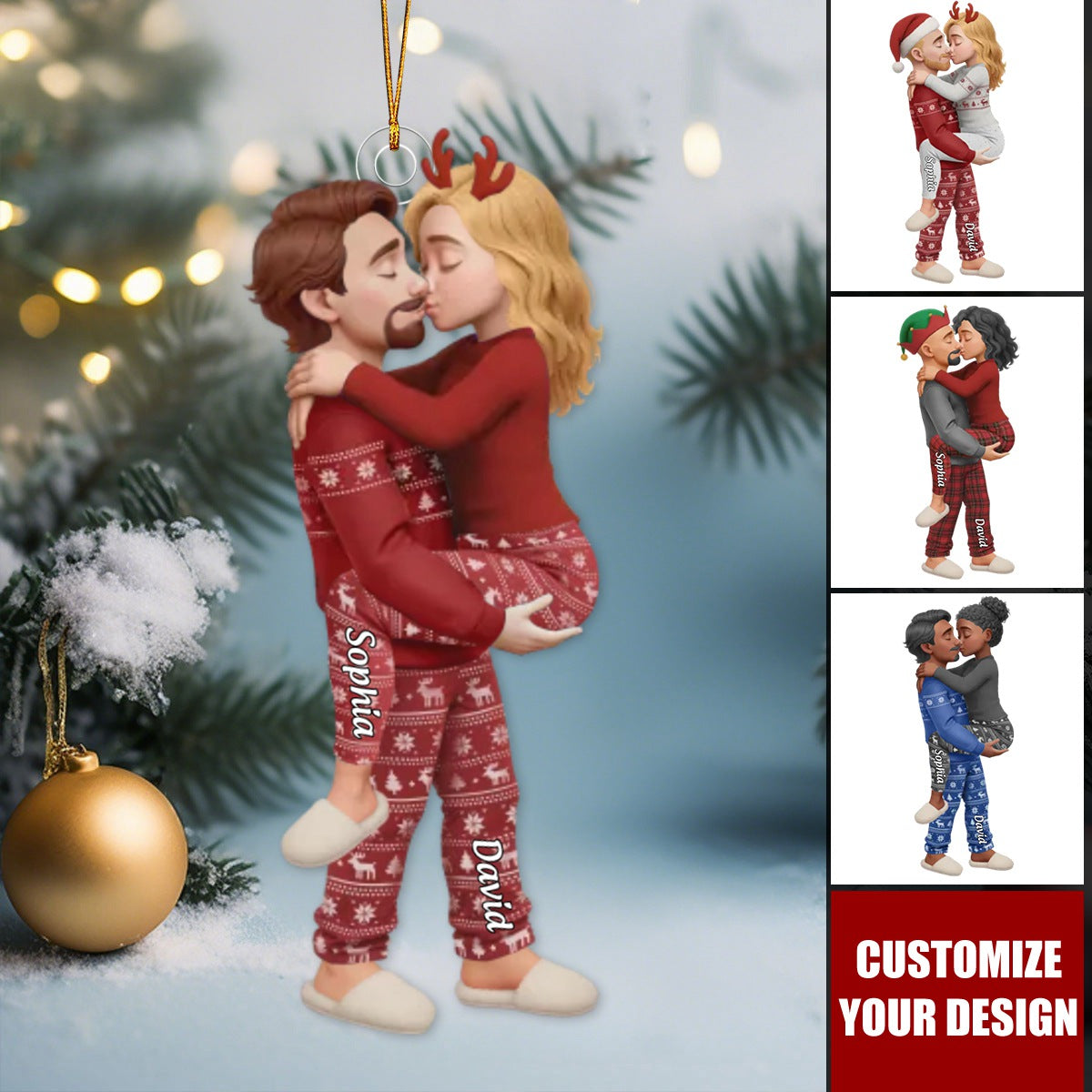 Personalized Anniversary Christmas Wedding Gifts - Custom Acrylic Ornament For Husband And Wife, Him And Her - Our First Noel As Lovers