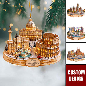 Personalized World Landmark Christmas Ornament - New Release