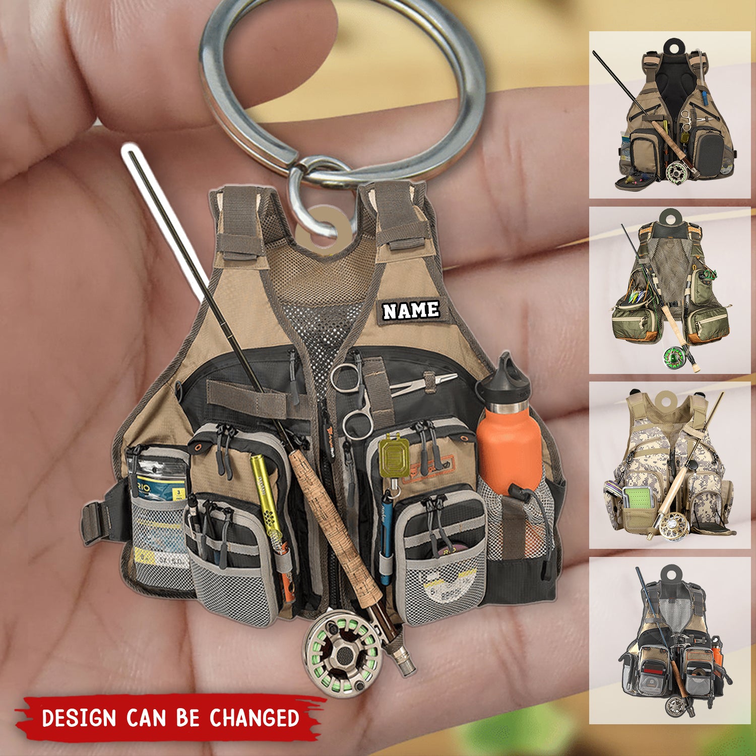 Personalized Fishing Vest Acrylic Keychain
