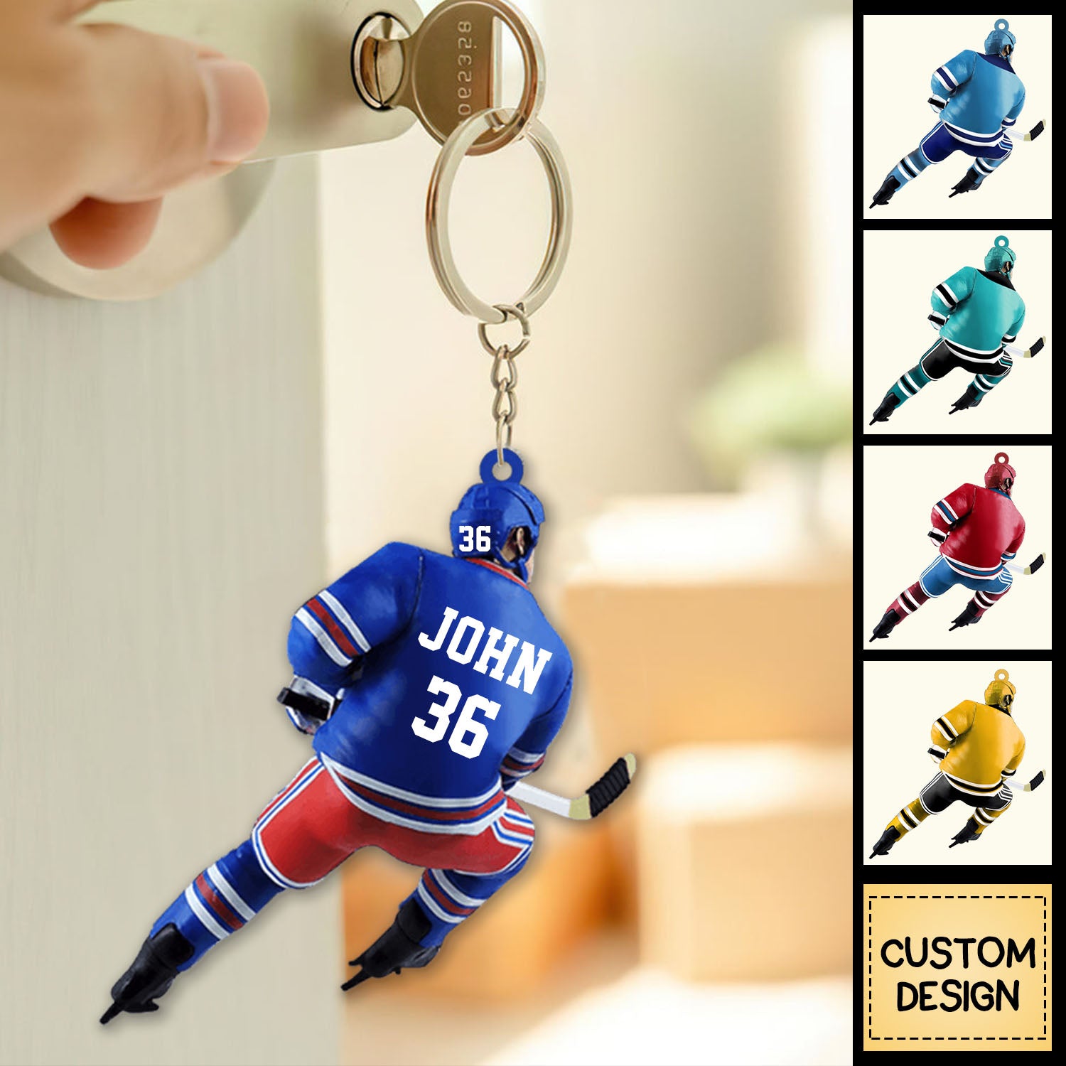 Personalized Ice Hockey Player Acrylic Keychain-Great Gift Idea For Ice Hockey Lovers