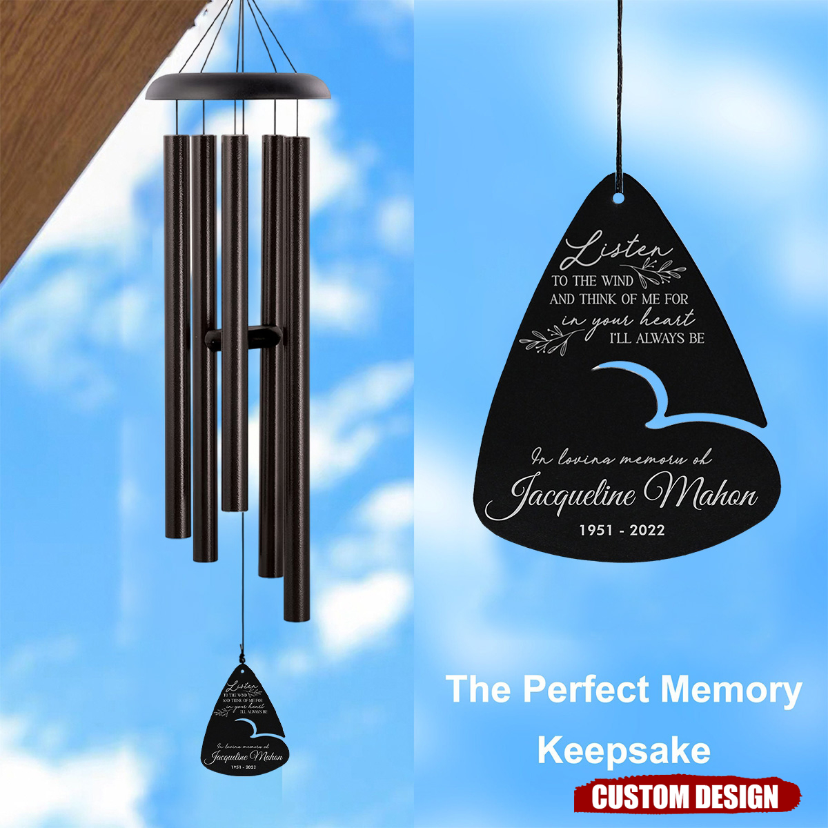 Personalized Listen to the Wind Memorial Wind Chime