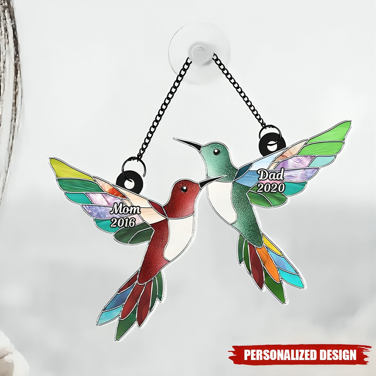 Stained Hummingbirds - Personalized Suncatcher